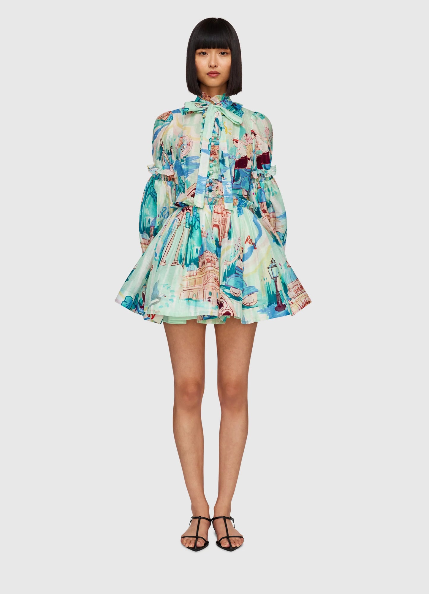 Riley Tie Neck Mini Dress | Vacanza Print
