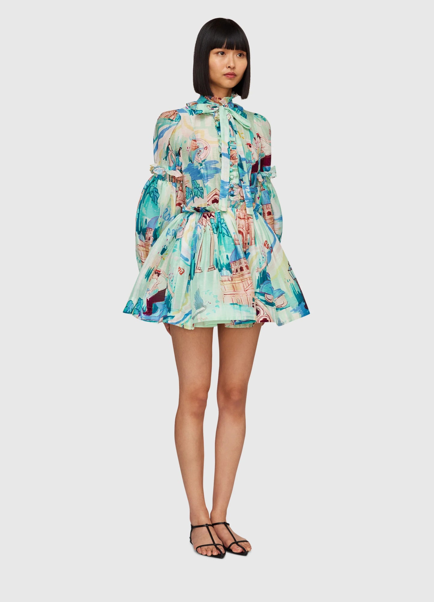 Riley Tie Neck Mini Dress | Vacanza Print