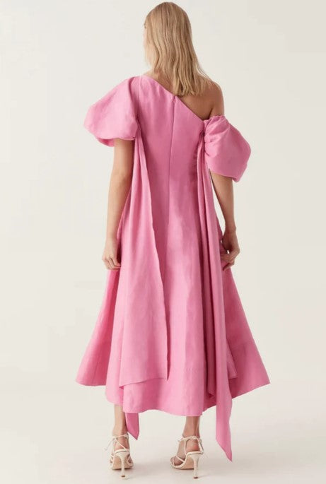 Arista Tulip Sleeve Midi Dress Pink
