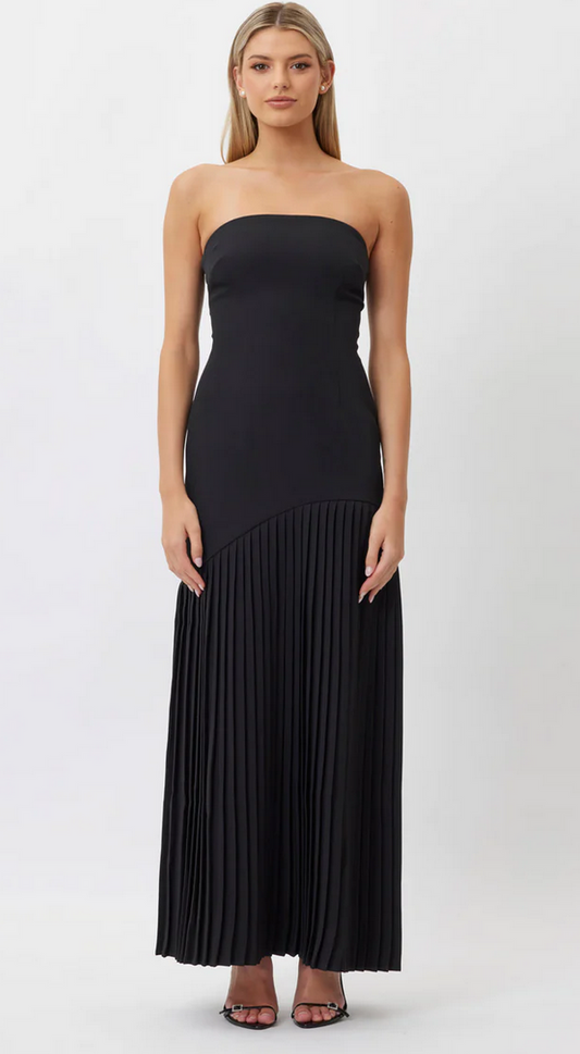 Mara Pleated Dress Black
