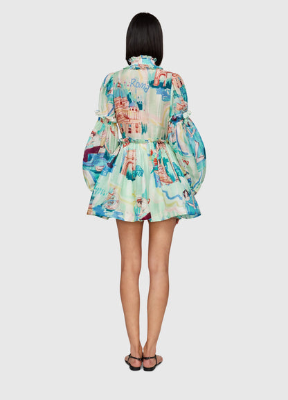 Riley Tie Neck Mini Dress |  Vacanza Print