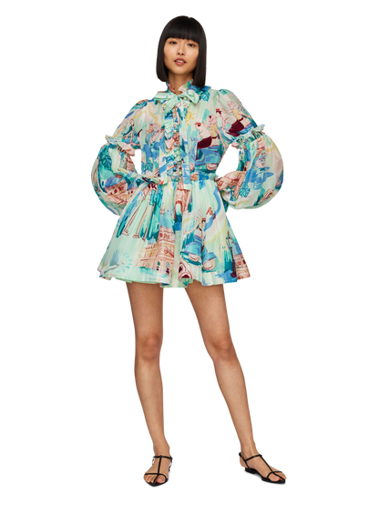 Riley Tie Neck Mini Dress |  Vacanza Print