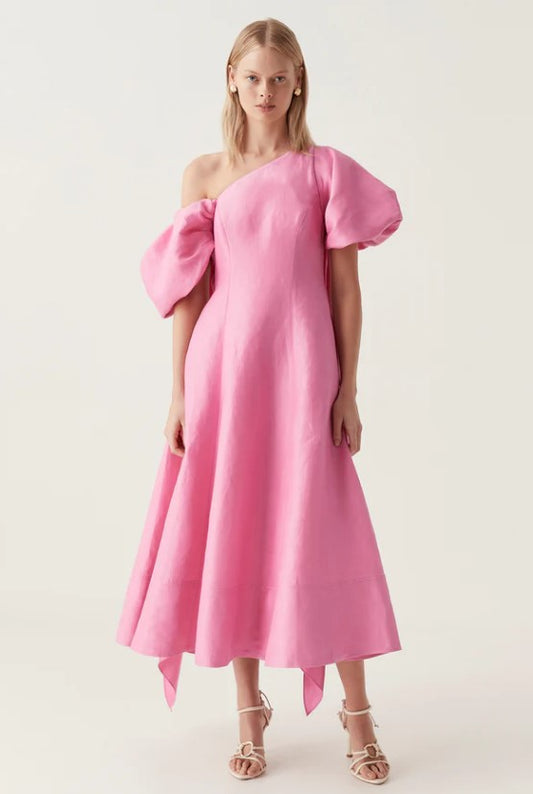 Arista Tulip Sleeve Midi Dress Pink