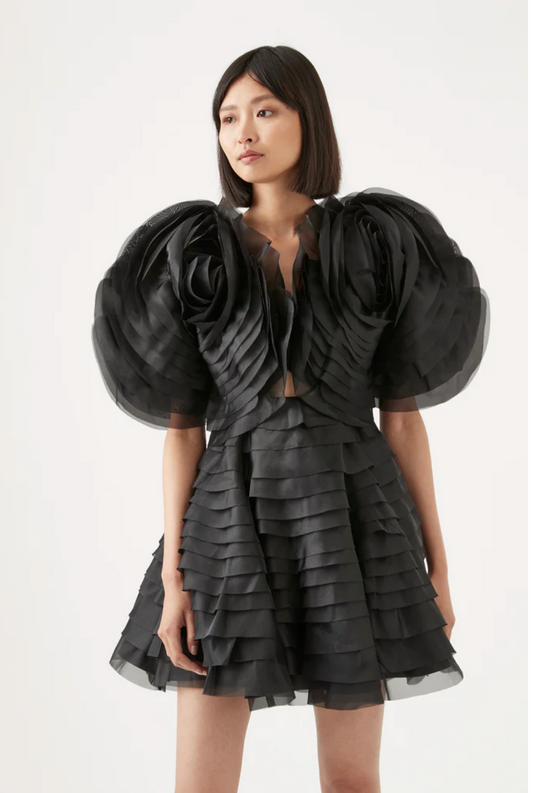 Amour Ruffle Mini Dress | Black