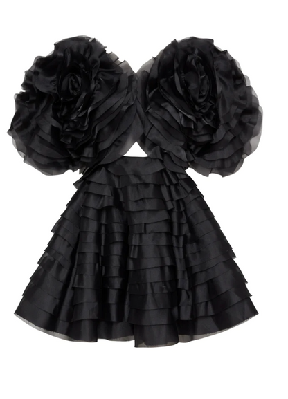 Amour Ruffle Mini Dress | Black