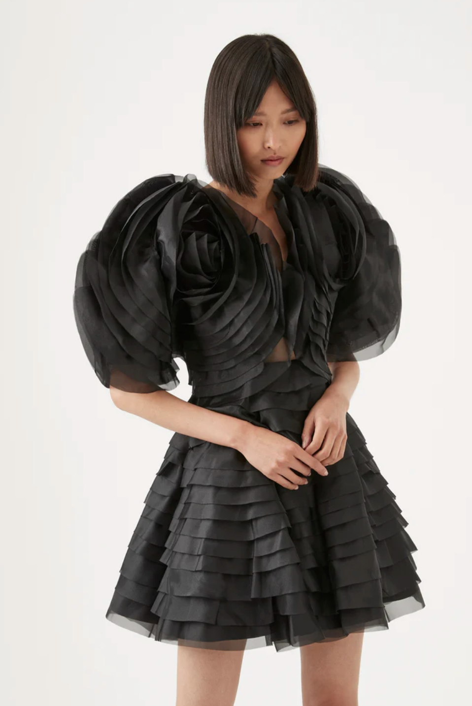 Amour Ruffle Mini Dress | Black