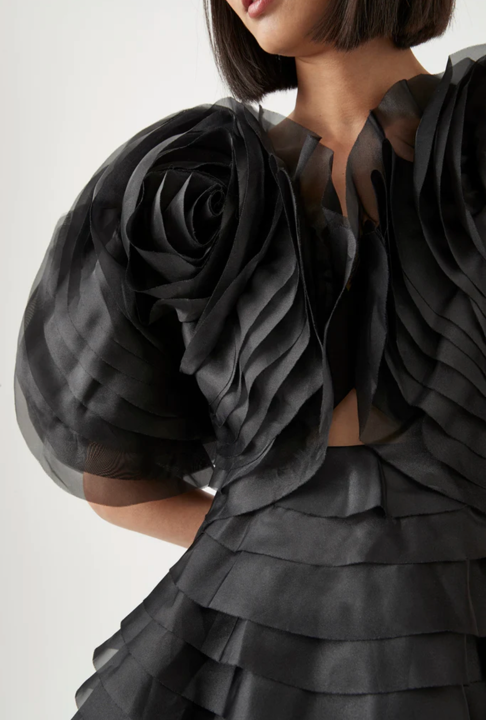 Amour Ruffle Mini Dress | Black