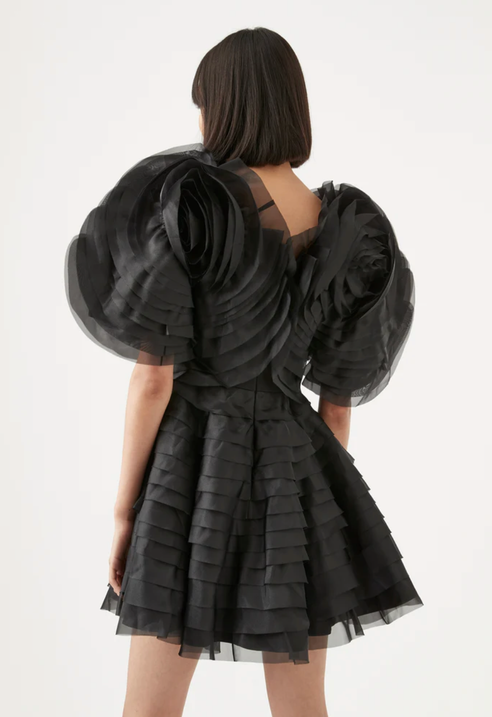 Amour Ruffle Mini Dress | Black